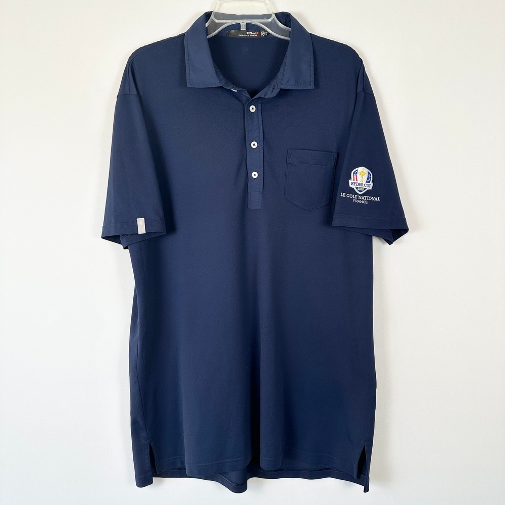 RLX Ralph Lauren Ryder Cup 2016 France Golf Polo Shirt Men XL Blue Sport Classic
